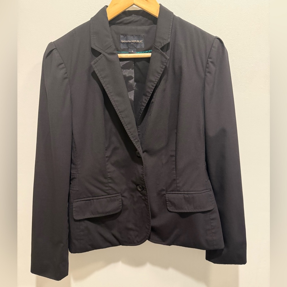 Banana Republic Black Peplum Blazer Size 8 Career Workwear Tailored Jacket